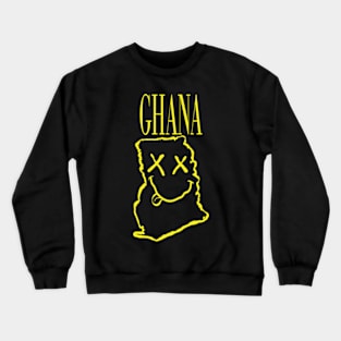 Vibrant Ghana Africa x Eyes Happy Face: Unleash Your 90s Grunge Spirit! Smiling Squiggly Mouth Dazed Happy Face Crewneck Sweatshirt